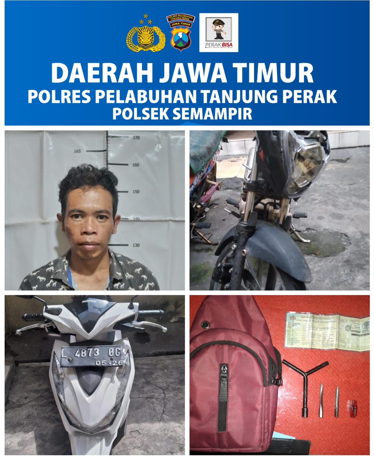 Unit Reskrim Polsek Semampir Tangkap Pelaku Curanmor