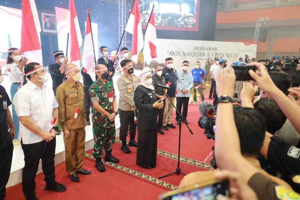 Forkopimda Jatim dan Elemen Masyarakat dari 7 Kabupaten/Kota Deklarasi Anti Narkoba dan Cinta NKRI di Universitas Negeri Malang