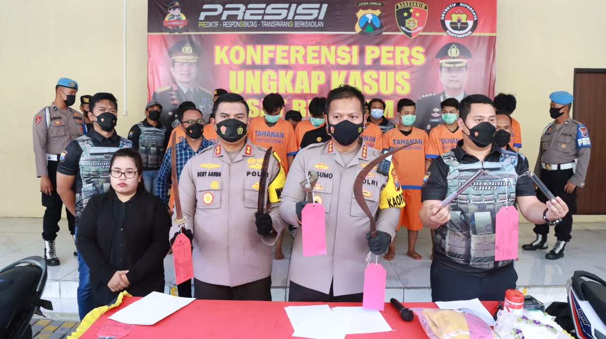 Polresta Sidoarjo Amankan Pelaku Pengeroyokan Antar Perguruan Silat